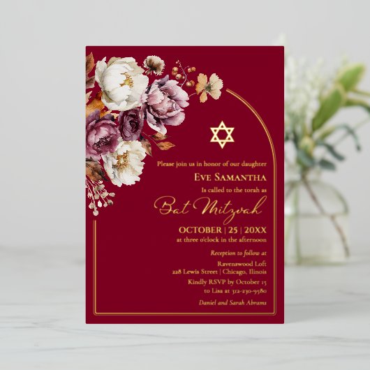 ブルゴーニュ秋秋フローラバルミツワー撮実在影 箔招待状 (立ち正面)