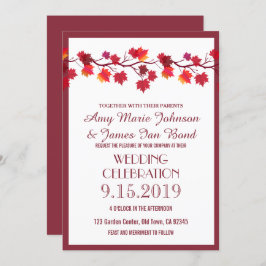 ブルゴーニュ秋秋リーフ結婚式招待状 招待状