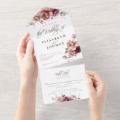 ブルゴーニュ秋素朴フローラ結婚ズ詳細RSVP オールインワン招待状 (貼ってはがせる)