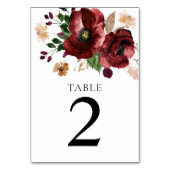 ブルゴーニュ秋結婚植物用テーブルカード テーブルナンバー (正面)
