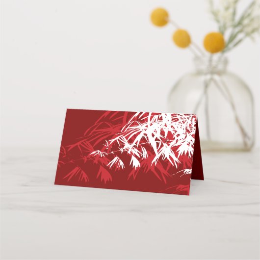 ブルゴーニュ竹葉のダブル中国のシ結婚ス プレイスカード (裏面)