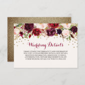 ブルゴーニュ紙吹雪フローラウェディングレセプション詳細 エンクロージャーカード (正面/裏面)