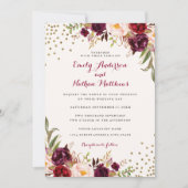 ブルゴーニュ紙吹雪フローラ結婚式招待状 招待状 (正面)