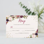 ブルゴーニュ紙吹雪結婚フローラ 出欠カード (スタンド正面)