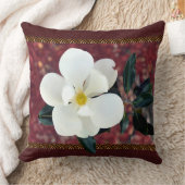 ブルゴーニュ素晴らしーアクセント付きマグノリア枕 クッション (ブランケット)