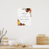 ブルゴーニュ素朴イエローフローラ結婚ズ・ウェルカム ポスター (キッチン)