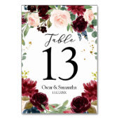 ブルゴーニュ素朴ネイビーブルー&レッドフラワーフレーム テーブルナンバー (裏面)