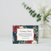 ブルゴーニュ素朴ネイビーブルー&レッドフローラ金ゴールドフレーム エンクロージャーカード (スタンド正面)