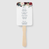 ブルゴーニュ素朴ネイビーブルー&レッド美しい花 ハンドファン (裏面)