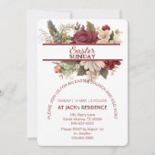 ブルゴーニュ素朴バラパステルフローライースターサンデー 招待状 (正面)