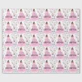 ブルゴーニュ素朴フラワーイラストレーションブライダルシャワー ラッピングペーパー (フラット)