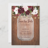 ブルゴーニュ素朴フローラウッドウェディング日付を保存 セーブザデート (正面)