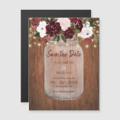 ブルゴーニュ素朴フローラウッドウェディング日付を保存 マグネット招待状 (正面/裏面)