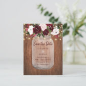ブルゴーニュ素朴フローラウッドウェディング日付を保存 案内ポストカード (スタンド正面)