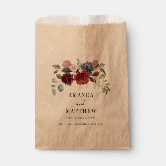 ブルゴーニュ素朴フローラカスタム結婚式の好意バッグ フェイバーバッグ (正面)