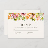 ブルゴーニュ素朴フローラカントリーシンプルウェディング 出欠カード (正面/裏面)