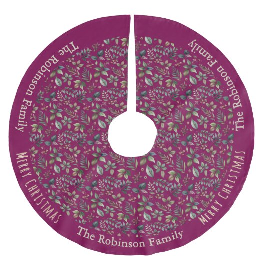 ブルゴーニュ素朴フローラファームハウスクリスマス ブラッシュドポリエステルツリースカート (正面)