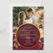 ブルゴーニュ素朴フローラフォトウェディング招待 招待状 (正面)