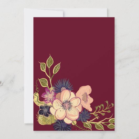 ブルゴーニュ素朴フローラフォトウェディング招待 招待状 (裏面)