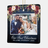 ブルゴーニュ素朴フローラブルーウッド初めてのクリスマス セラミックオーナメント (左)