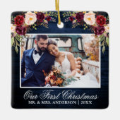 ブルゴーニュ素朴フローラブルーウッド初めてのクリスマス セラミックオーナメント (正面)