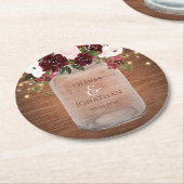 ブルゴーニュ素朴フローラメイスン結婚ジャー ラウンドペーパーコースター (アングル)