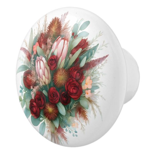 ブルゴーニュ素朴フローラ植物花束芸術的 セラミックノブ (右)