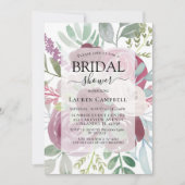 ブルゴーニュ素朴フローラ水彩ブライダルシャワー 招待状 (正面)