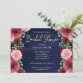 ブルゴーニュ素朴フローラ水彩ブライダルシャワー 招待状 (スタンド正面)