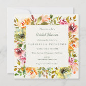 ブルゴーニュ素朴フローラ水彩ブライダルシャワー 招待状 (正面)