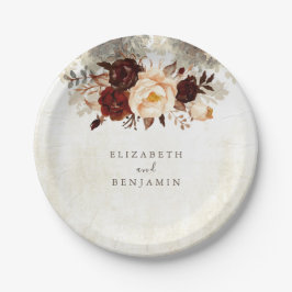 ブルゴーニュ素朴フローラ結婚ズ ペーパープレート