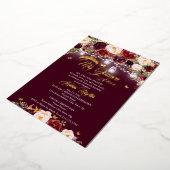 ブルゴーニュ素朴フローラ蝶キンセアニェラ 箔招待状 (回転した状態)