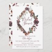 ブルゴーニュ素朴ボタニカルブライダルシャワー招待 招待状 (正面/裏面)