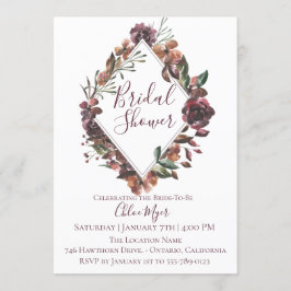 ブルゴーニュ素朴ボタニカルブライダルシャワー招待 招待状