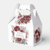 ブルゴーニュ素朴レッドフローラ水カラー秋の結婚式 フェイバーボックス (正面サイド)