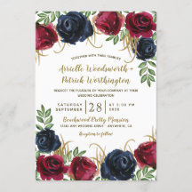 ブルゴーニュ素朴ーとネイビーブルーの結婚式招待状