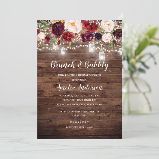 ブルゴーニュ素朴ーのフローラライトブランチと泡立ち 招待状 (スタンド正面)