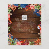 ブルゴーニュ素朴ーのブルーフローラ結婚式の日付を保存 (裏面)