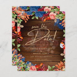 ブルゴーニュ素朴ーのブルーフローラ結婚式の日付を保存