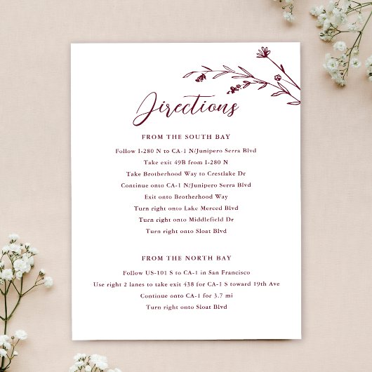 ブルゴーニュ素朴ーの山結婚花の囲いカード 招待状