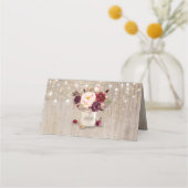 ブルゴーニュ素朴ーの花ウッドメイソン結婚ジャー プレイスカード (裏面)