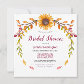 ブルゴーニュ素朴ーひまわりブライダルシャワー 招待状 (正面)