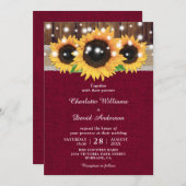 ブルゴーニュ素朴ーひまわり結婚式招待状 招待状 (正面/裏面)