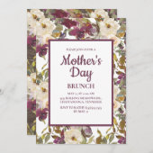 ブルゴーニュ素朴ーアイボリークリームフローラ母の日 招待状 (正面/裏面)