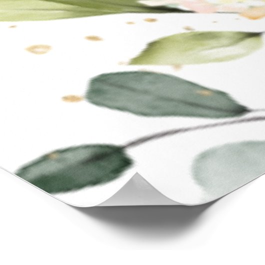 ブルゴーニュ素朴ーアイボリーフローラベビーシャワーウェルカム ポスター (角)