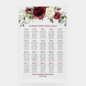 ブルゴーニュ素朴ーアイボリーホワイトフローラ結婚ズ・シーティング アクリルサイン (正面)