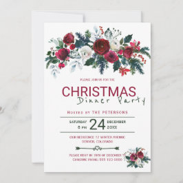 ブルゴーニュ素朴ーグリーンクリスマスディナーパーティー 招待状