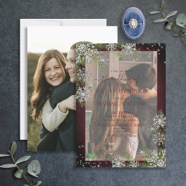 ブルゴーニュ素朴ーシルバーウィンターウッドベラム結婚ズ 招待状