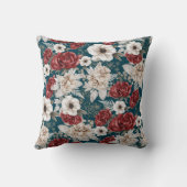 ブルゴーニュ素朴ーバラティール（緑がかった色）フローラルパターン クッション (裏面)