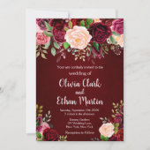ブルゴーニュ素朴ーピンクフローラ 招待状 (正面)